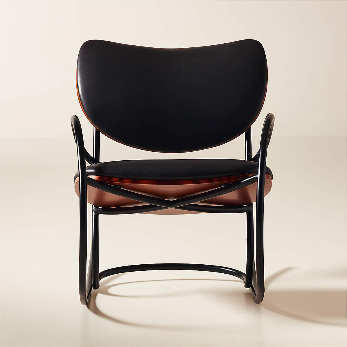 BESE BLACK LEATHER ROCKING CHAIR