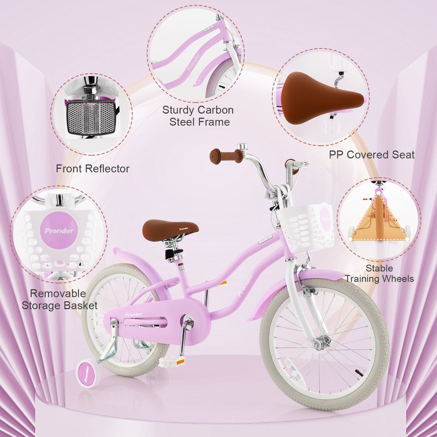 Children Bicycle with Front Handbrake and Rear Coaster Brake-Purple