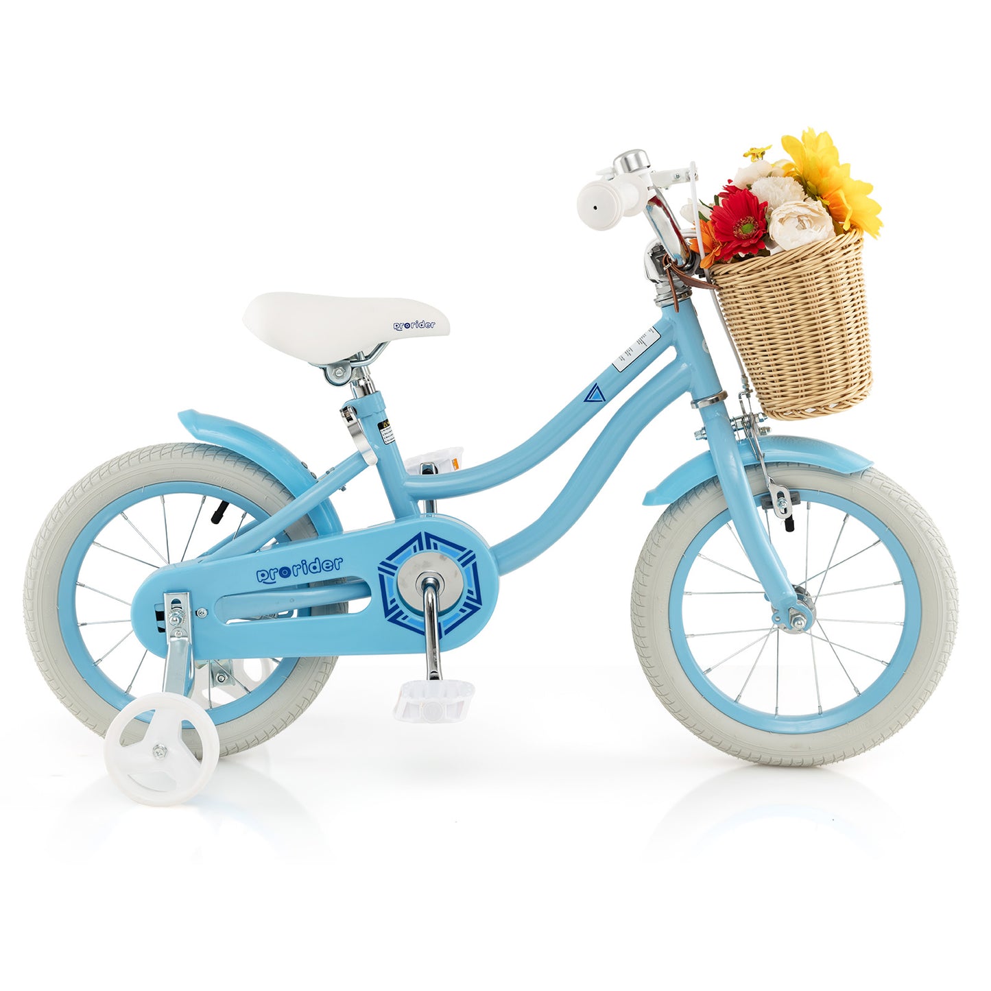 14" Kid's Bike with Training Wheels and Adjustable Handlebar Seat-Blue