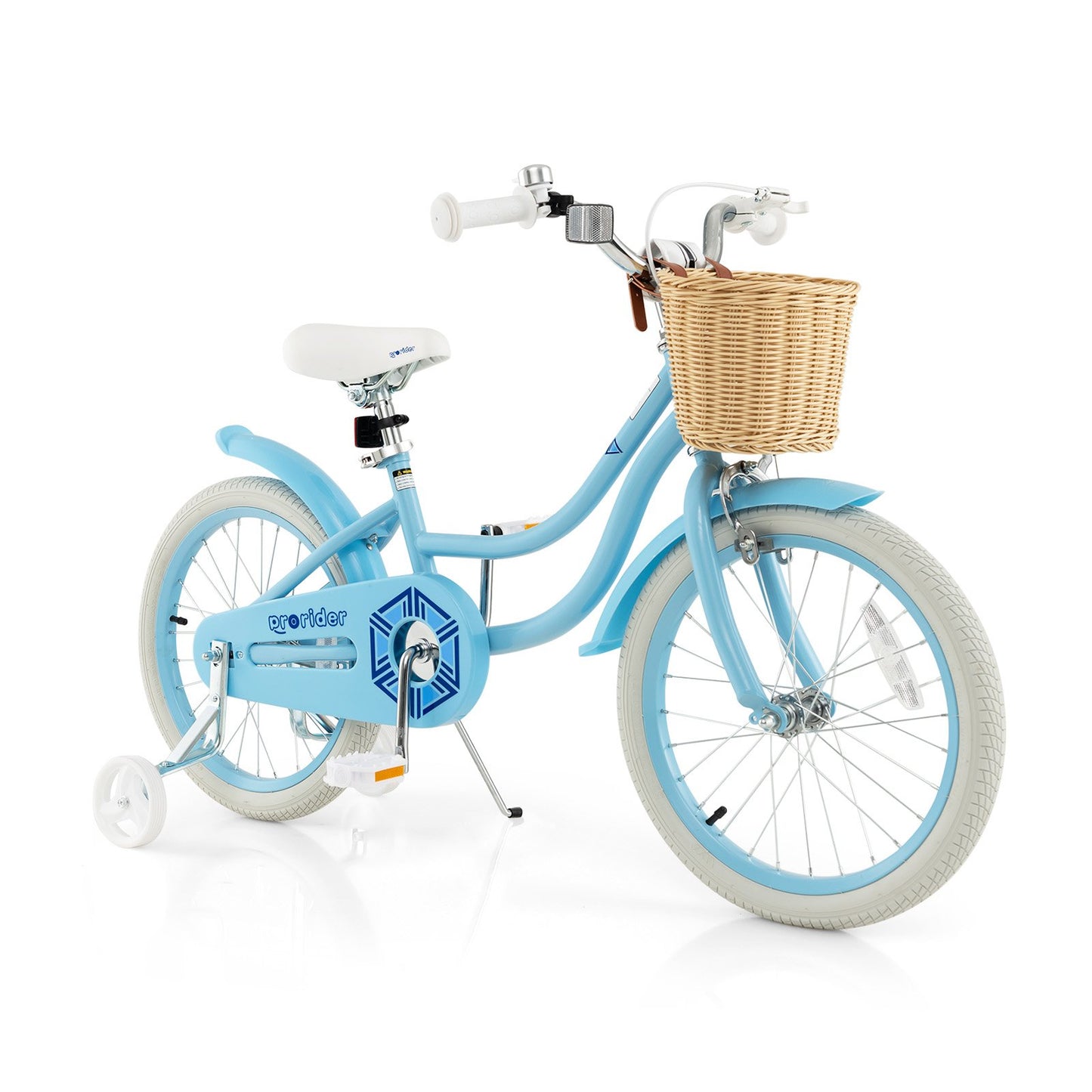 18" Kid's Bike with Training Wheels and Adjustable Handlebar Seat-Blue