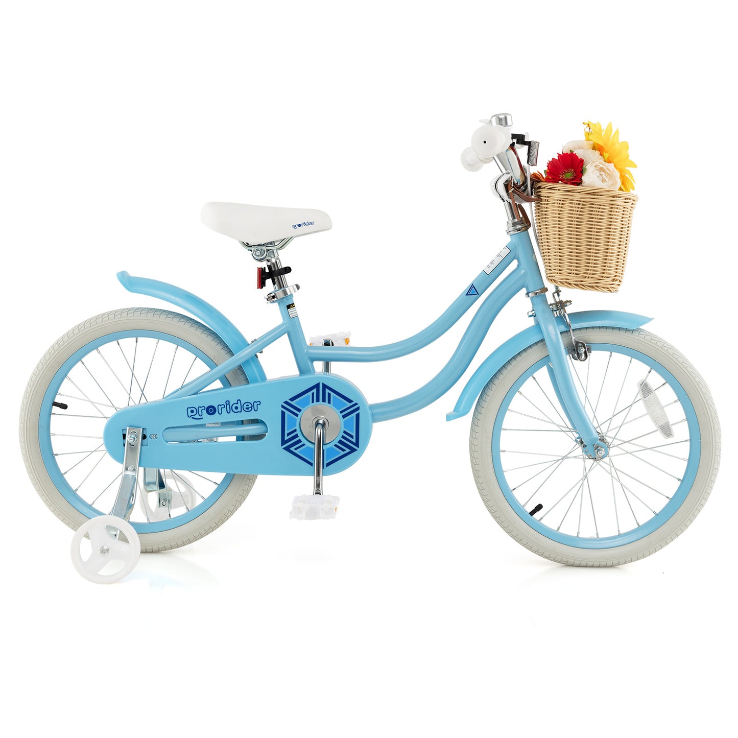 18" Kid's Bike with Training Wheels and Adjustable Handlebar Seat-Blue