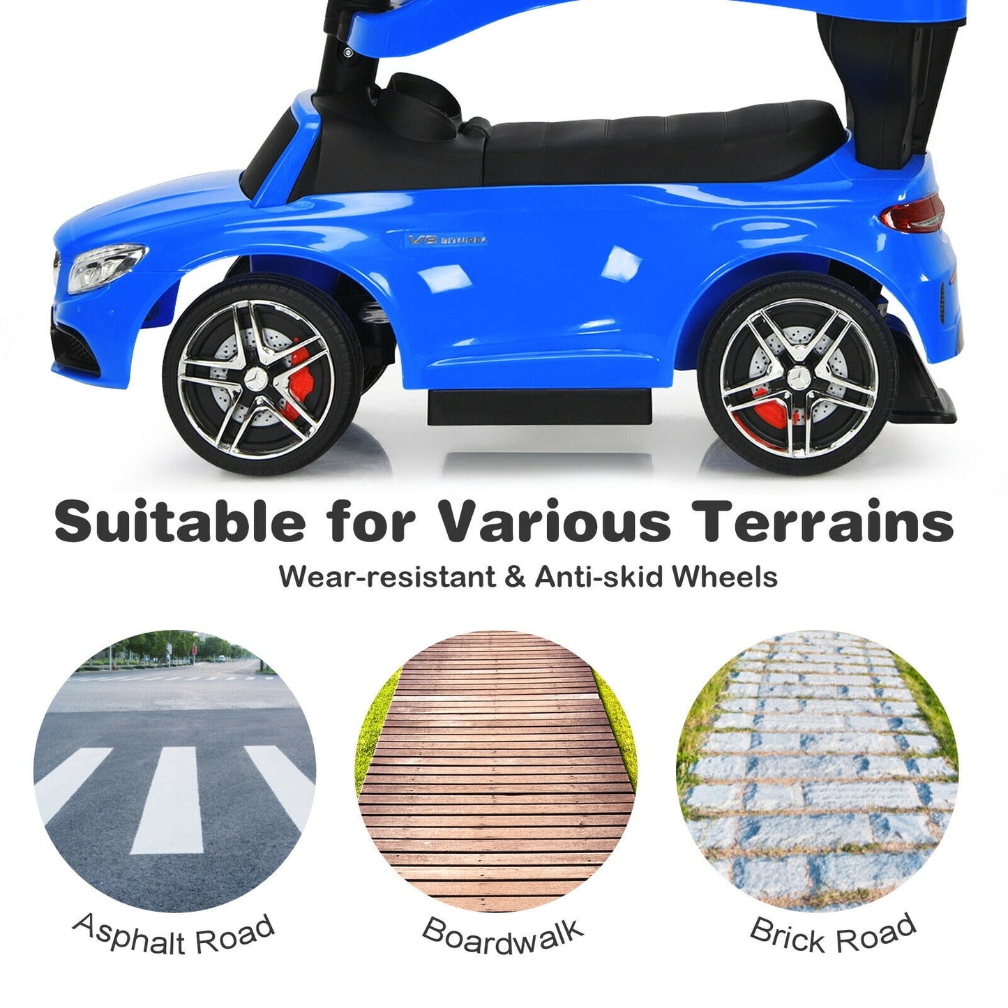 3-in-1 Mercedes Benz Ride-on Toddler Sliding Car-Blue