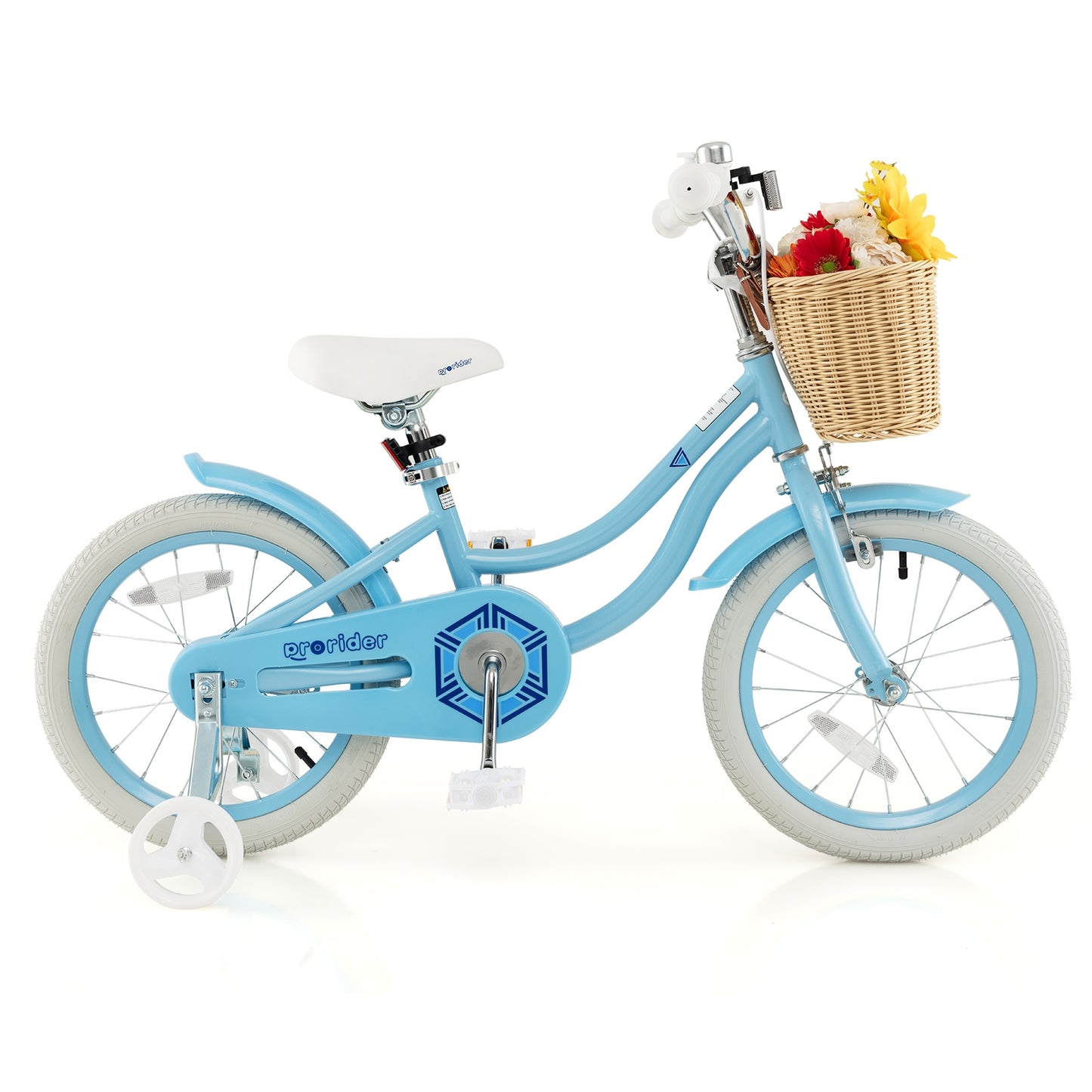 16" Kid's Bike with Training Wheels and Adjustable Handlebar Seat-Blue
