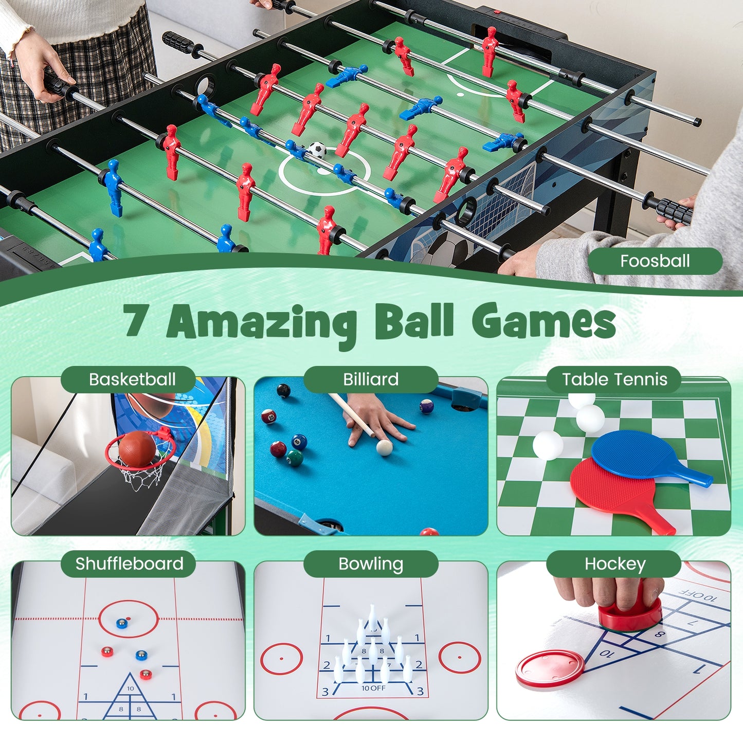 14-in-1 Combo Game Table Set Multi Game Table with Foosball
