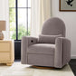 Miles Fawn Beige Velvet Nursery Power Recliner Chair with Wooden Base