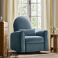 Miles Fawn Beige Velvet Nursery Power Recliner Chair with Wooden Base