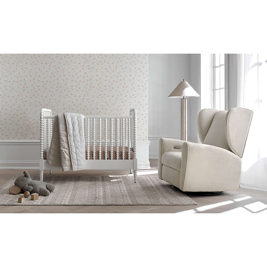 Seesaw Cream Nursery Power Recliner Chair w/ Electronic Control and USB with Metal Base