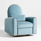 Miles Fawn Beige Velvet Nursery Power Recliner Chair with Wooden Base