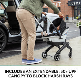 Gold Shyft DualRide with Carryall Storage Infant Car Seat and Stroller Combo (Moonstone Gray)