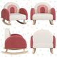 Kids Rocking Chair Children Velvet Upholstered Sofa with Solid Wood Legs-Red