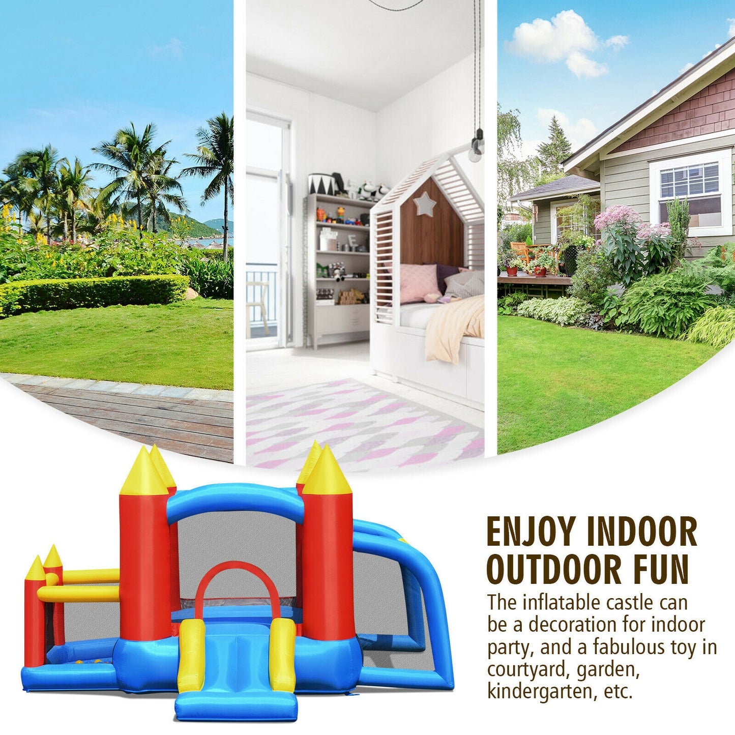 Kid Inflatable Slide Jumping Castle Bounce House with 740w Blower