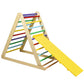 Foldable Wooden Climbing Triangle Indoor with Ladder for Toddler Baby-Multicolor