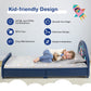 Kids Twin Size Upholstered Platform Bed with Rocket Pattern