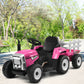 12V Ride on Tractor with 3-Gear-Shift Ground Loader for Kids 3+ Years Old-Pink