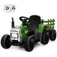 12V Ride on Tractor with 3-Gear-Shift Ground Loader for Kids 3+ Years Old-Dark Green