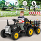 12V Ride on Tractor with 3-Gear-Shift Ground Loader for Kids 3+ Years Old-Black