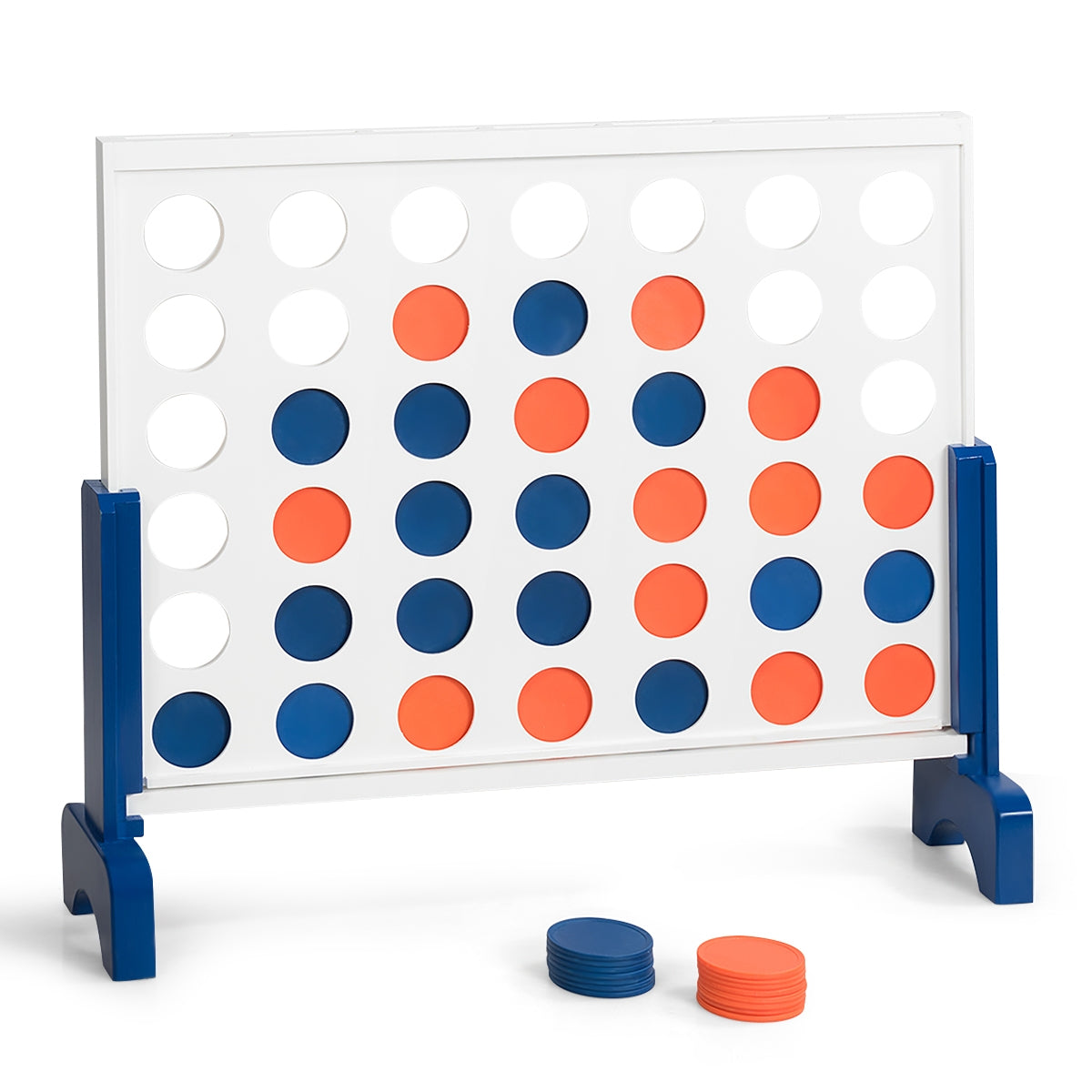 Wooden 4 in a Row Game Toy For Adults Kids with Carrying bag-White