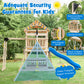 Wooden Swing Set with Large Upper Deck Slide and Steering Wheel
