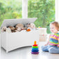 Kid's Toy Box with Flip-Top Lid and Cut-Out Pulls