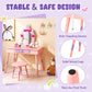 Kids Princess Vanity Table and Stool Set with Drawer and Mirror-Pink