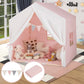 Kid's Play Tent with Washable Cotton Mat and Flag Banner-Pink