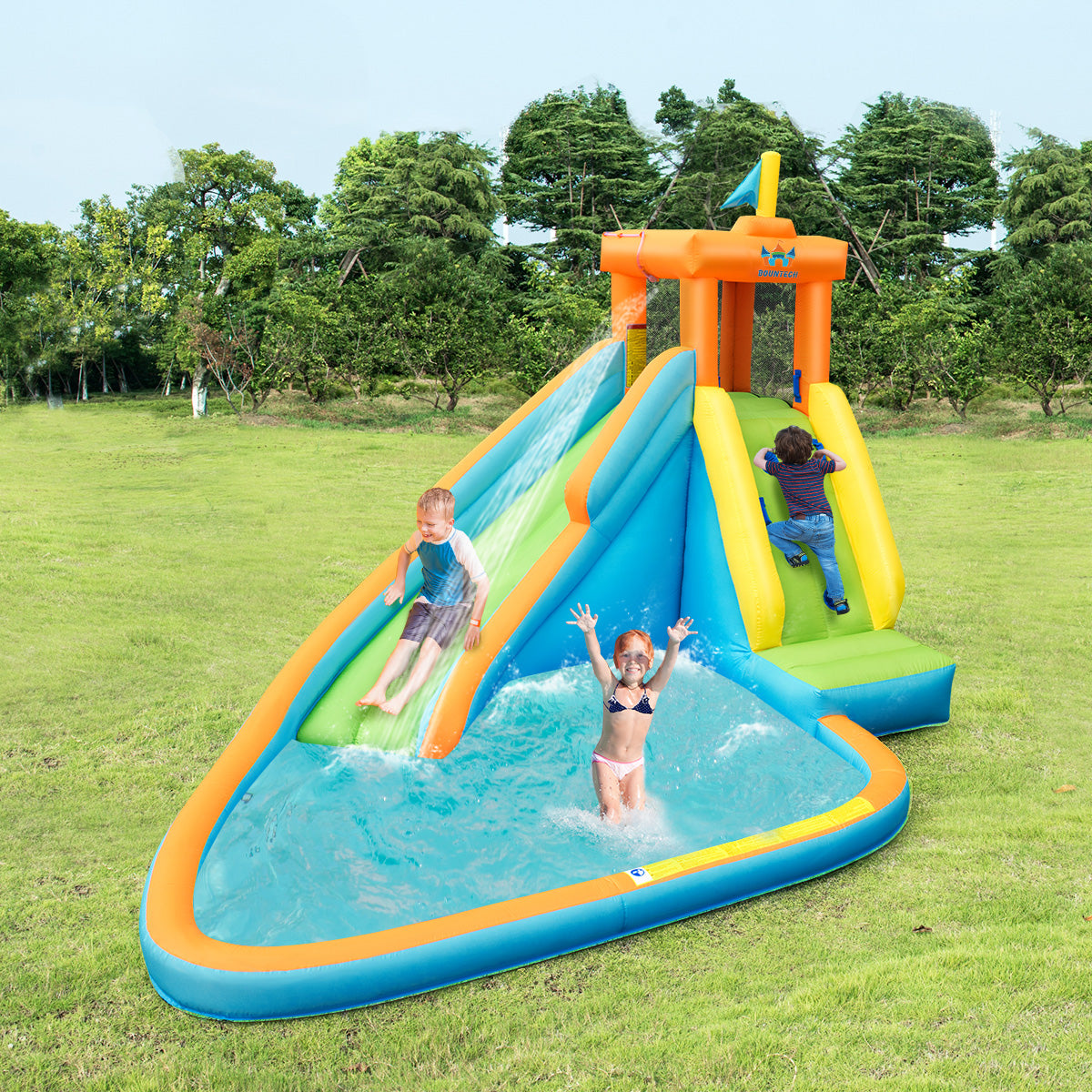 Inflatable Water Slide Kids Bounce House with 750W Blower