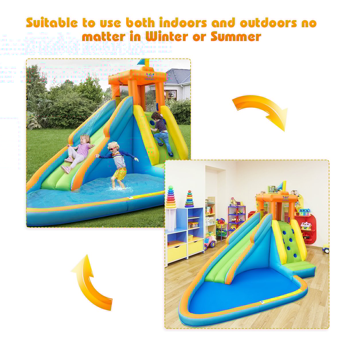 Inflatable Water Slide Kids Bounce House with 750W Blower