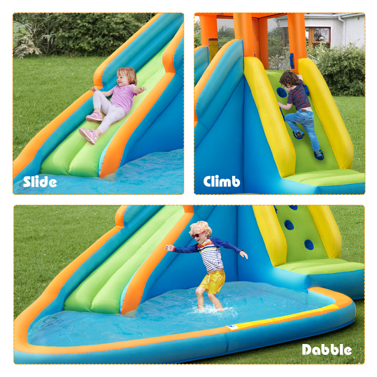 Inflatable Water Slide Kids Bounce House with 750W Blower