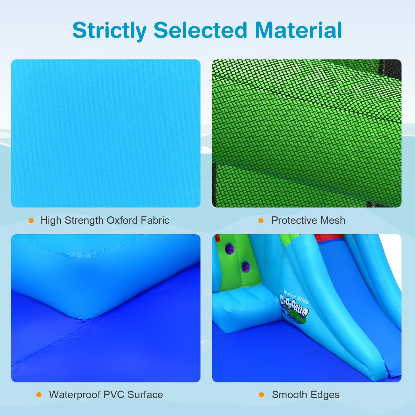 Inflatable Crocodile Style Water Slide Upgraded Kids Bounce Castle with 750W Blower