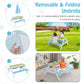 3-in-1 Kids Outdoor Picnic Water Sand Table with Umbrella Play Boxes-Blue