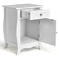 Wooden Accent End Table with Drawer Storage Cabinet Nightstand-White