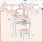 2-in-1 Kids Vanity Table Set with Tri-Folding Mirror-Pink