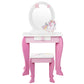Kids Wooden Makeup Dressing Table and Chair Set with Mirror and Drawer