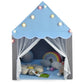 Kids Playhouse Tent with Star Lights and Mat-Blue