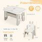 Kids Table and Chair Set with Flip-Top Bookshelf-Gray
