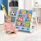 3-In-1 Double Sided Magnetic Dry-Erase Board with Stool and Flipped Writing Desktop-Navy