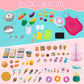 2-in-1 Double-sided Kids Kitchen and Market with Realistic Light and Sound-Pink