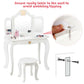 Kids Makeup Dressing Table with Tri-folding Mirror and Stool-White