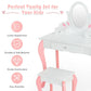 Kids Vanity Princess Makeup Dressing Table Stool Set with Mirror and Drawer-White