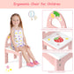 Kids Vanity Princess Makeup Dressing Table Chair Set with Tri-fold Mirror-Pink