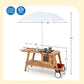 Wooden Play Cart with Sun Proof Umbrella for Toddlers Over 3 Years Old-Brown