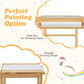 Kids Multi Activity Play Table Wooden Building Block Desk with Storage Paper Roll-Natural