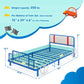 Twin Size Kids Bed Frame Car Shaped Metal Platform Bed with Upholstered Headboard