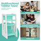 Kids Kitchen Step Stool with Double Safety Rails -Green
