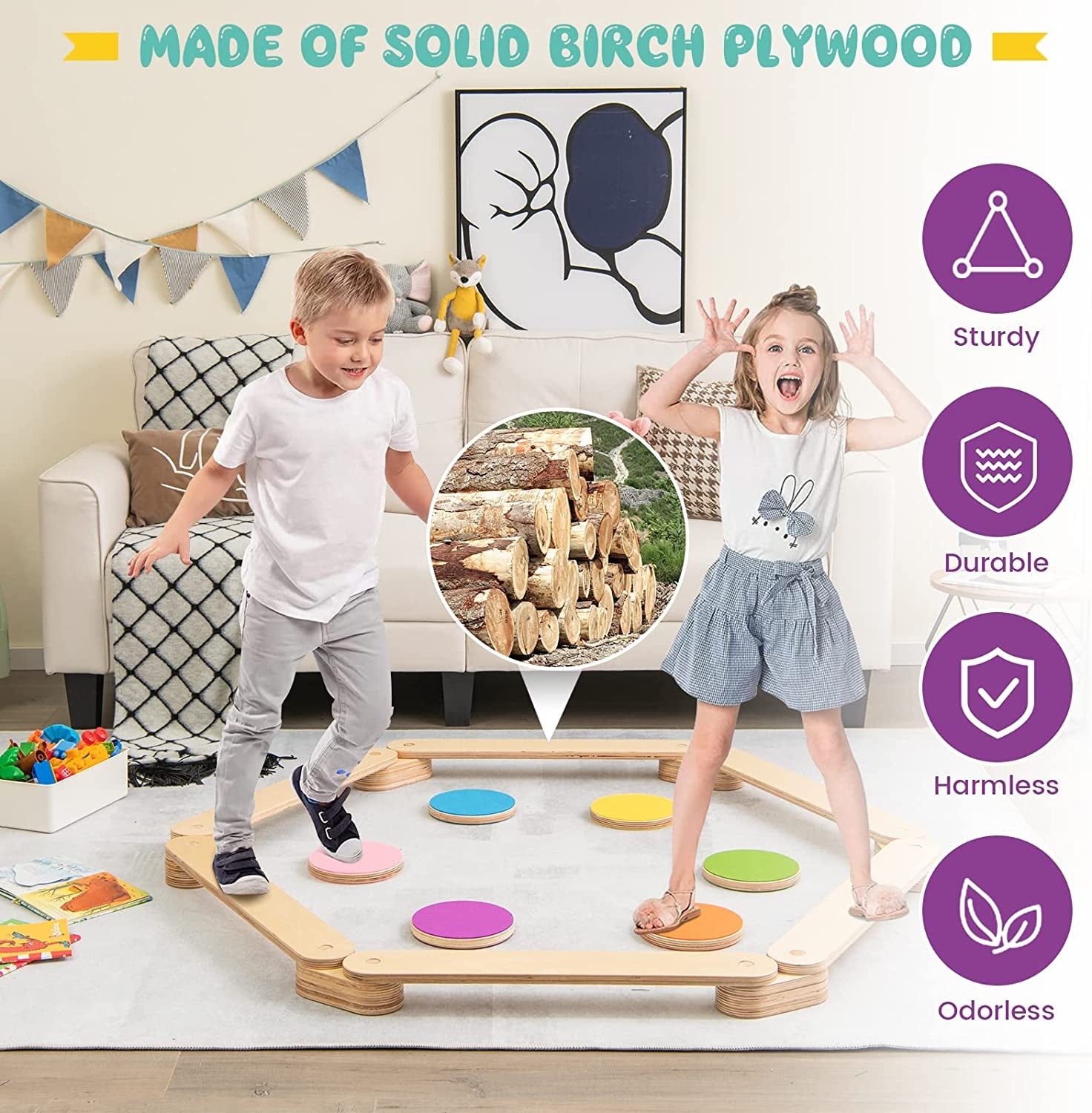 Kids Beam Toy | Wooden Balance Beam | Blissbabies