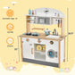 Wooden Pretend Kids Play Kitchen Set with Cooking Accessories