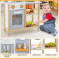 Wooden Toddler Pretend Kitchen Set with Cookware Accessories for Boys and Girls-Grey