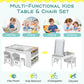 2-in-1 Kids Wooden Art Table and Art Easel Set with Chairs Storage Bins Paper Roll-Gray